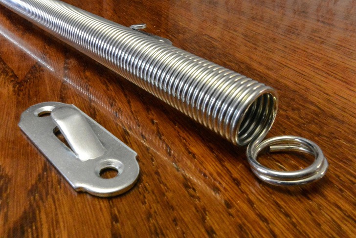 Screen door spring and hasp